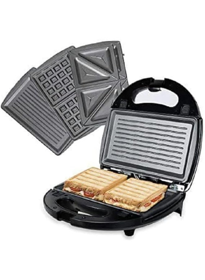 Master Elektron (ME-SM-3-1) 3-in-1 Sandwich Maker, 1000W, Interchangeable Grill and Waffle Plates, Non-Stick, Auto Temperature Control - Image 1